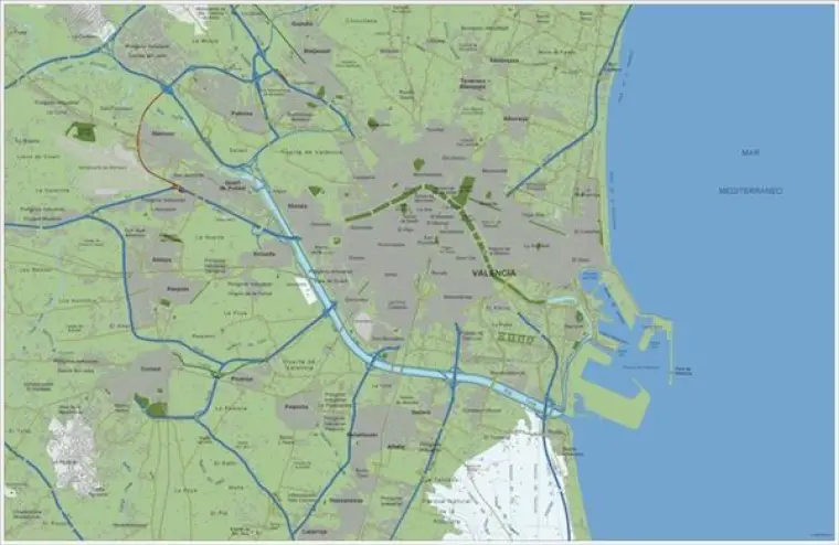 Mapa del área metropolitana de Valencia — vectorial