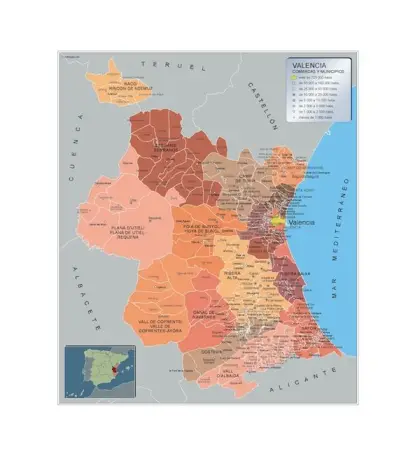 Mapa de municipios de Valencia — con nombres