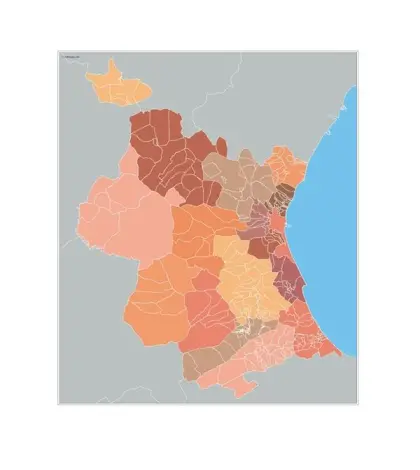 Mapa de municipios de Valencia — mudo