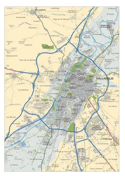 Mapa del área metropolitana de Valladolid — vectorial