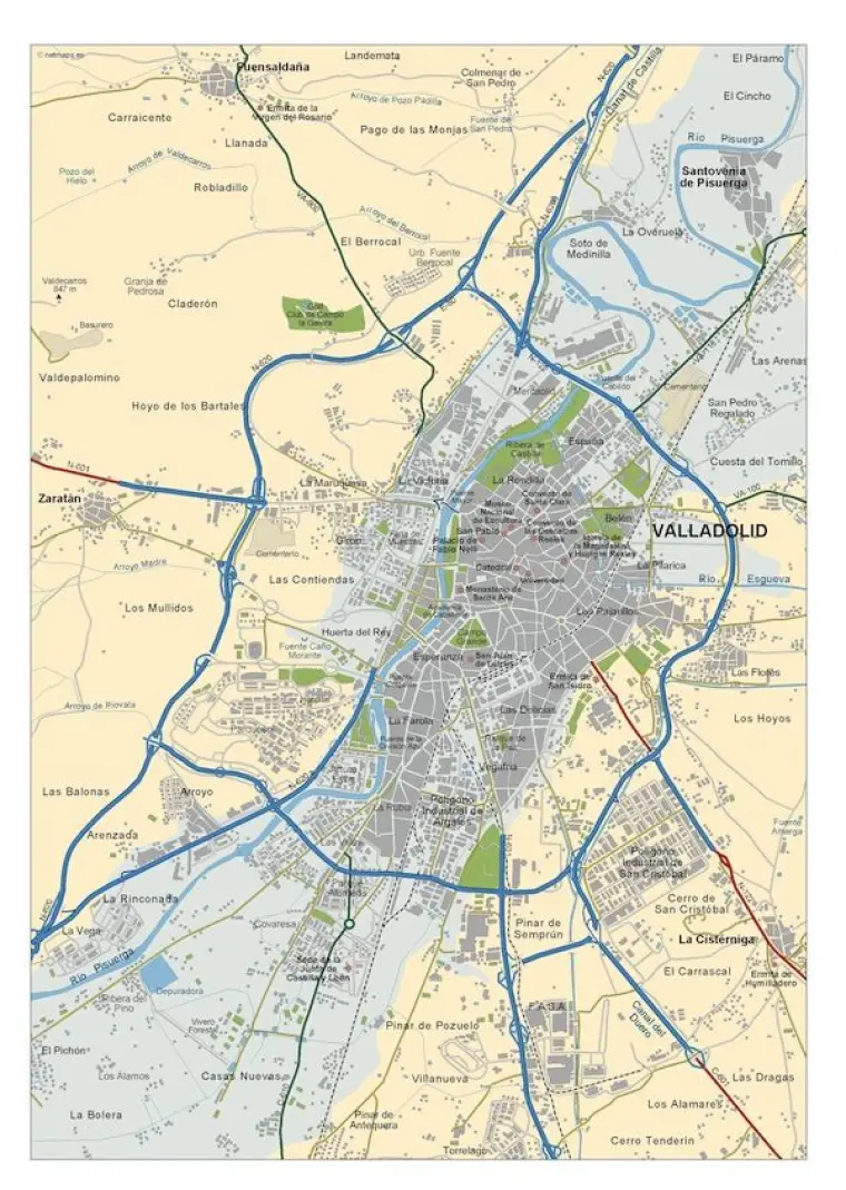Mapa del área metropolitana de Valladolid — vectorial
