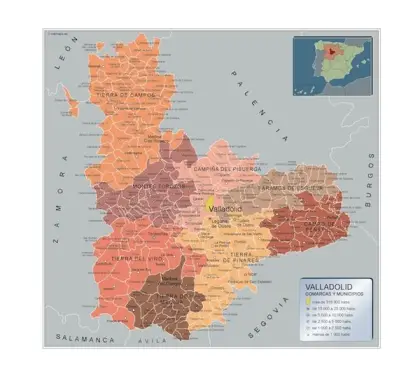 Mapa de municipios de Valladolid — con nombres