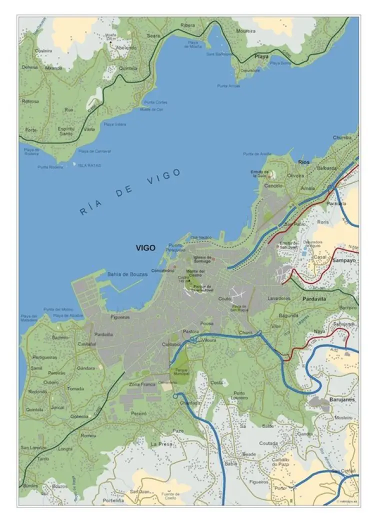 Mapa del área metropolitana de Vigo — vectorial