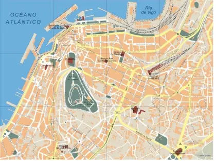 Plano vectorial de Vigo — con calles