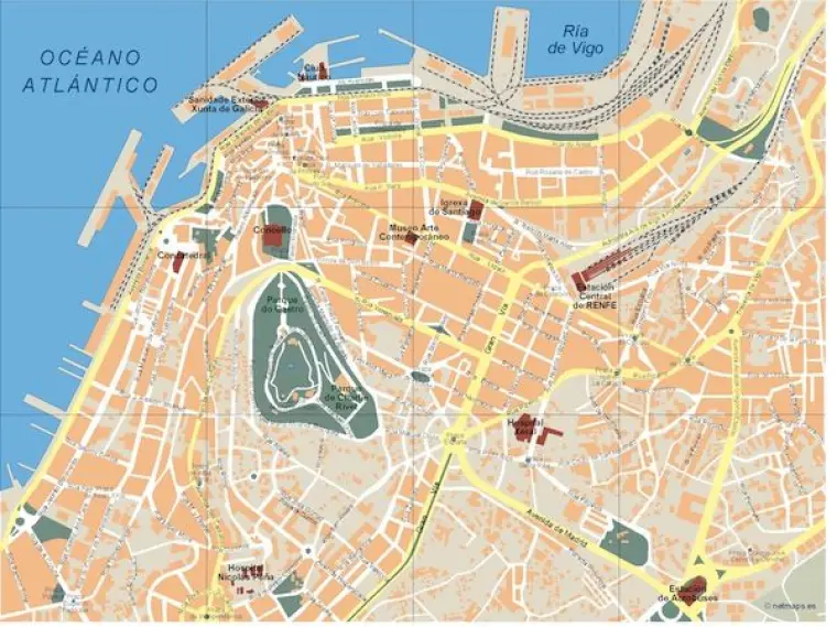 Plano vectorial de Vigo — con calles