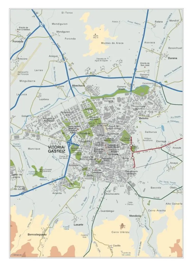 Mapa del área metropolitana de Vitoria Gasteiz — vectorial
