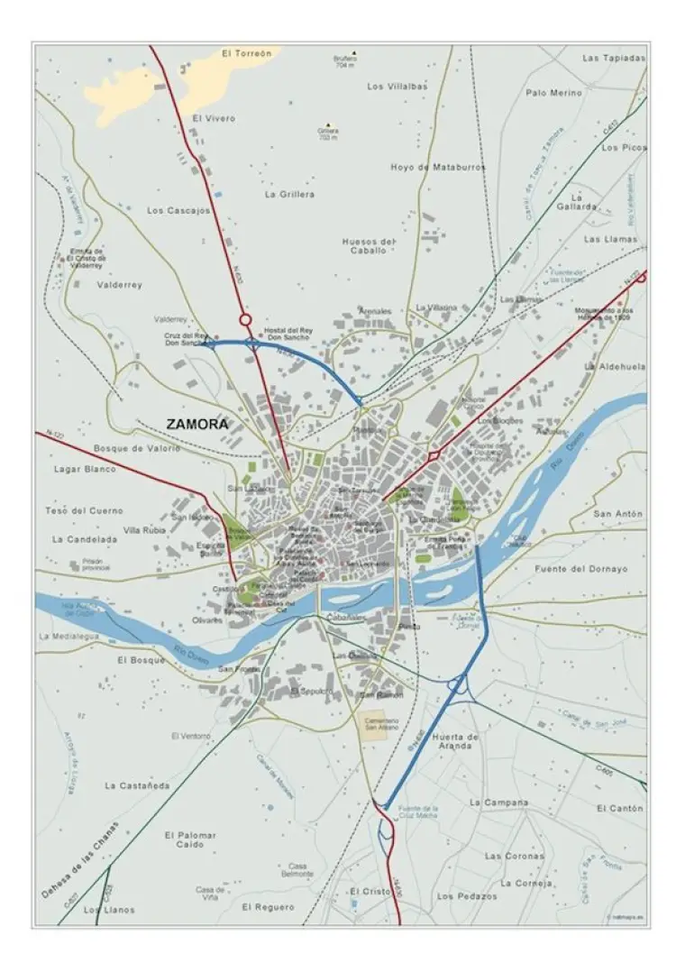 Mapa del área metropolitana de Zamora — vectorial