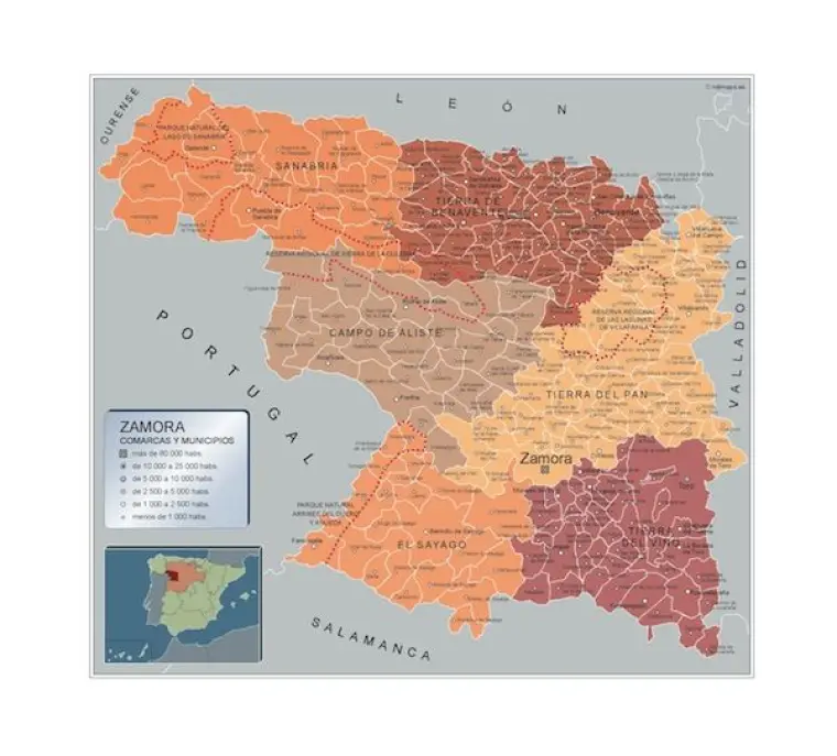 Mapa de municipios de Zamora — con nombres