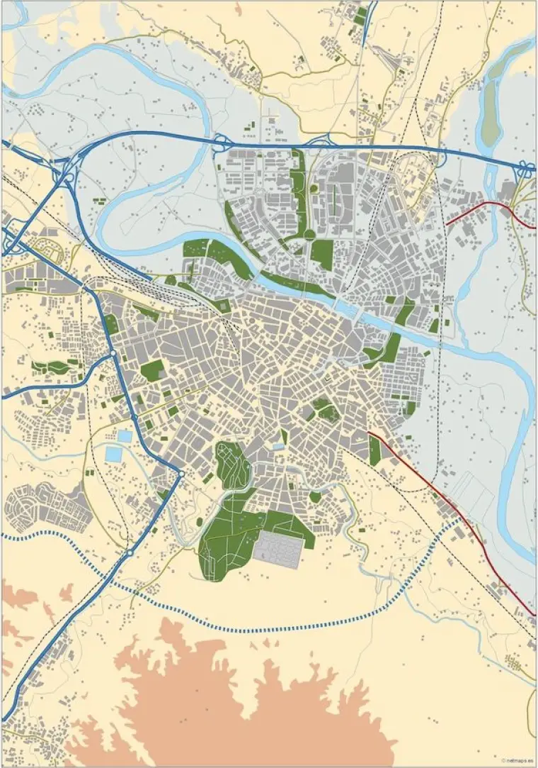 Mapa del área metropolitana de Zaragoza — mudo