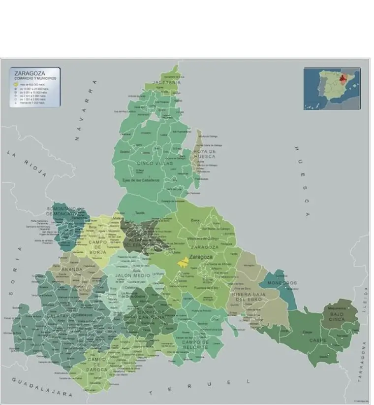 Mapa de municipios de Zaragoza — con nombres