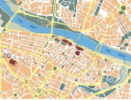 Plano vectorial de Zaragoza — con calles