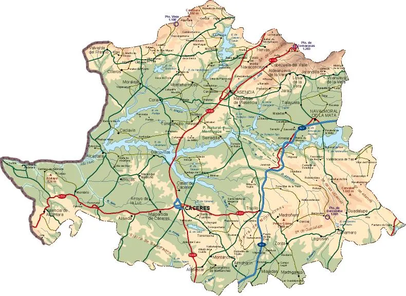 mapa provincia Caceres
