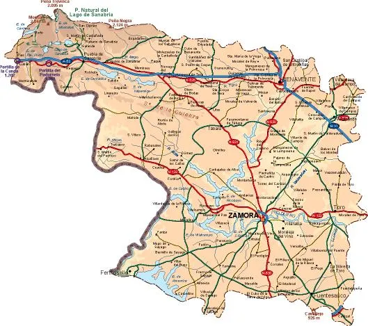 mapa provincia Zamora